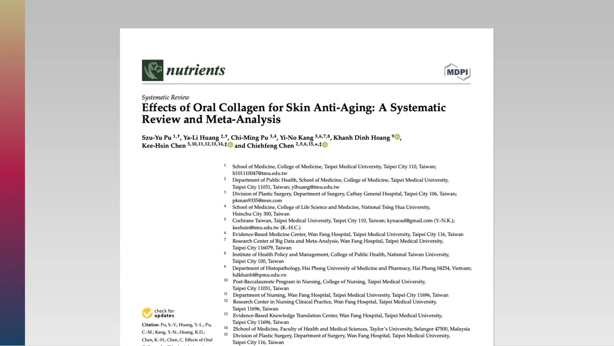 Meta-analysis on collagen peptides, skin hydration and elasticity