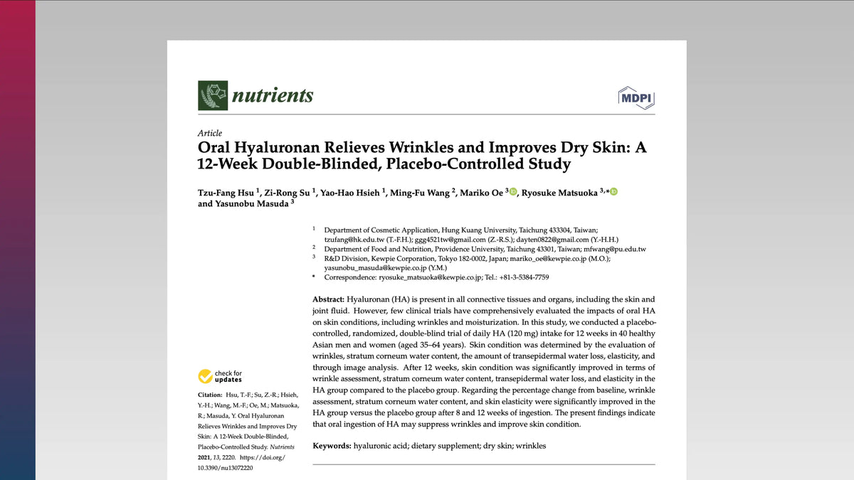 Research paper on oral hyaluronic acid and skin outcomes
