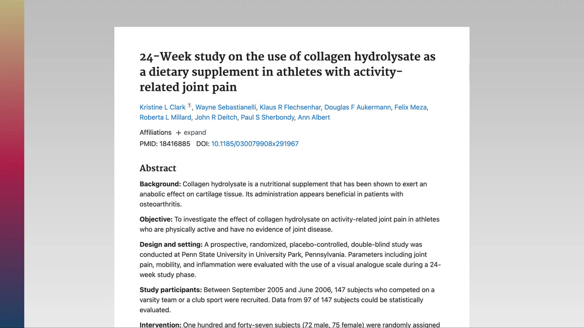Collagen + Joint Comfort in Athletes: 24-Week Placebo-Controlled Trial