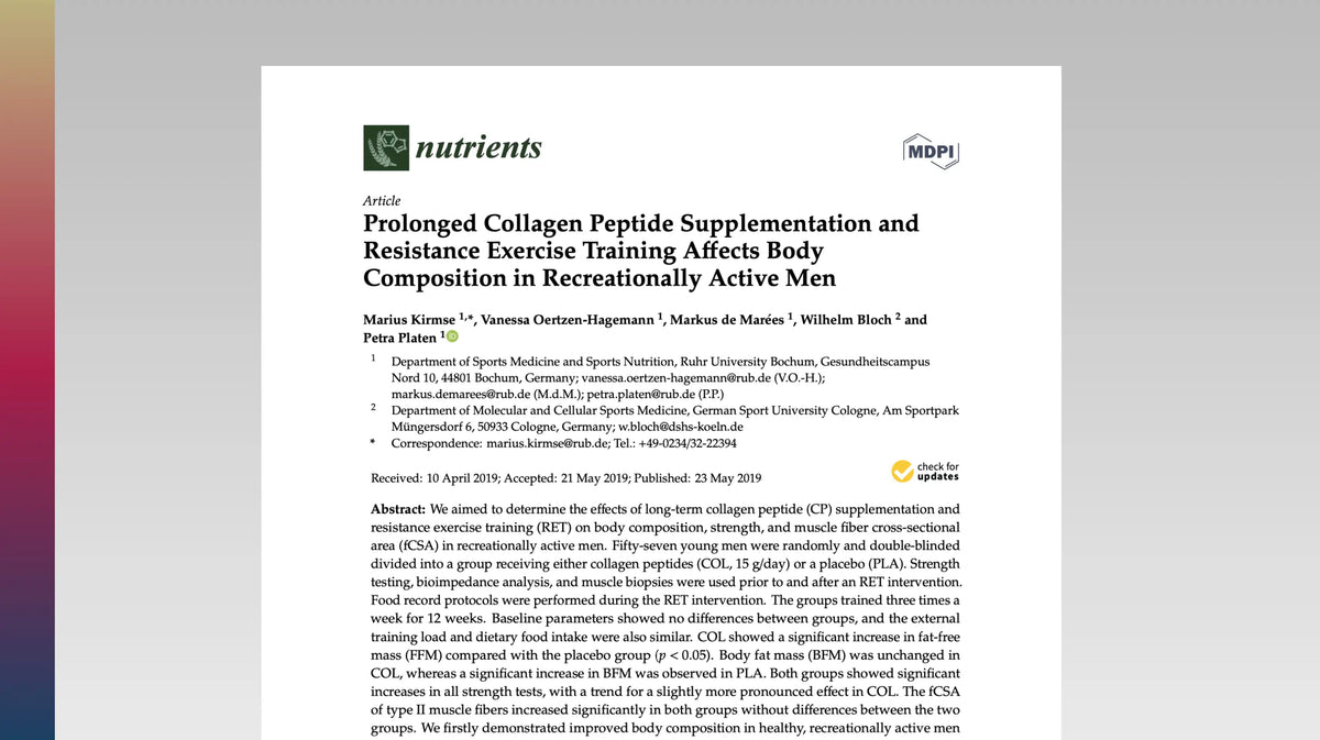 Human trial on collagen peptides and resistance training in active adults