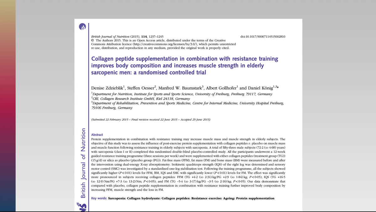 Human trial on collagen peptides and resistance training in older men