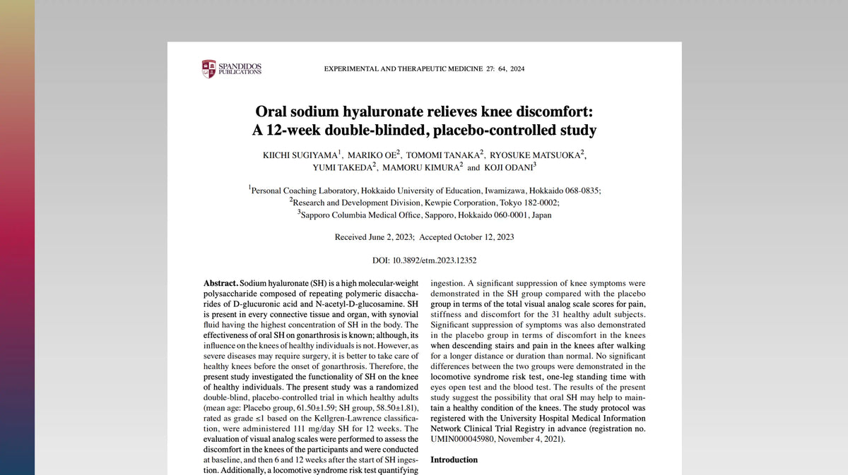Placebo-controlled trial on oral hyaluronic acid and knee comfort