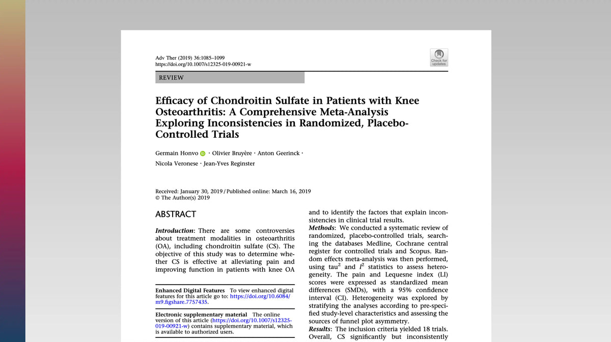 Systematic review and meta-analysis on chondroitin and joint support