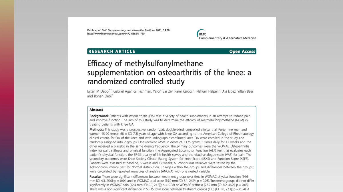Placebo-controlled trial on MSM and joint comfort