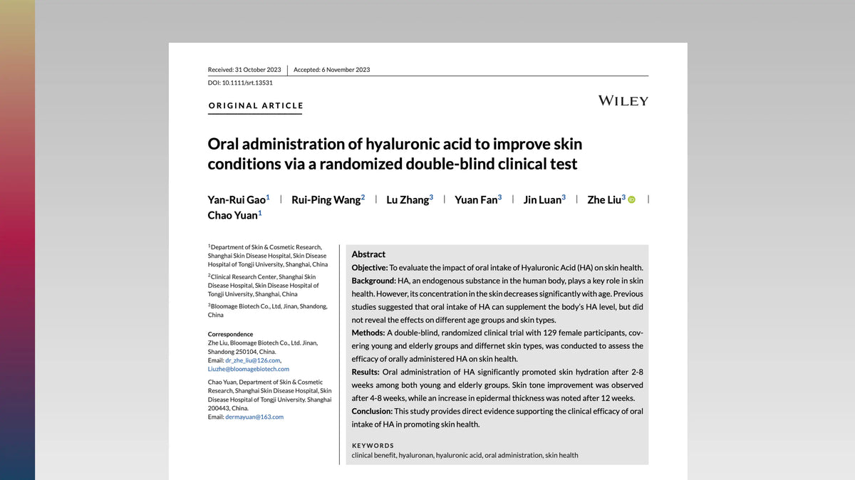 Randomized clinical trial on oral hyaluronic acid and skin hydration