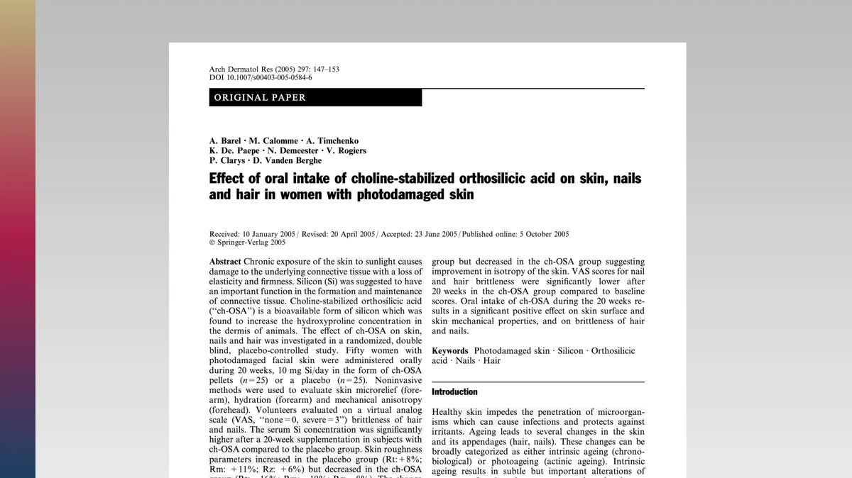 Controlled clinical study on oral silicon and skin