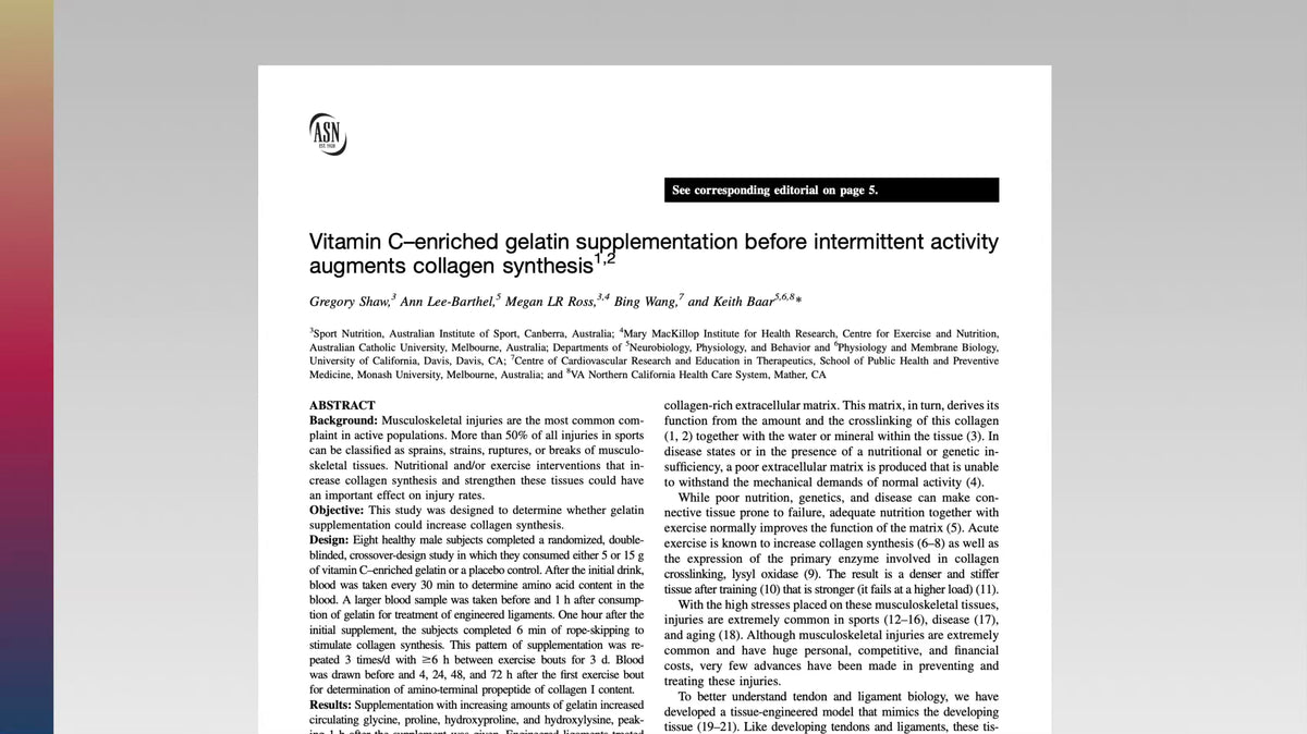 Human study on vitamin C enriched collagen and collagen synthesis