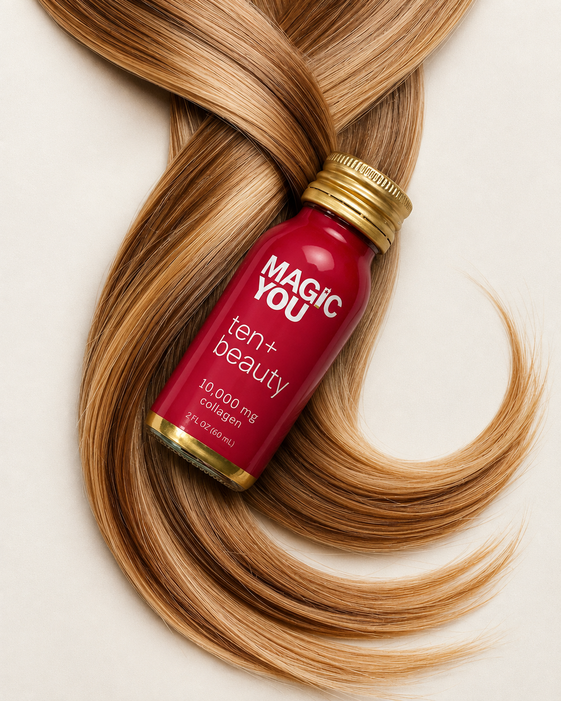 Magic You ten+beauty bottle photographed against flowing golden hair